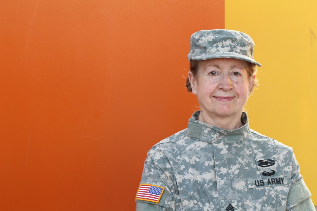An older veteran in her U.S. Army uniform